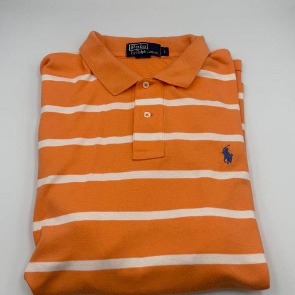 Polo Ralph Lauren peach orange white stripe size large (small spots)